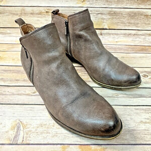 Lucky Brand Basel Womens Brown Leather Ankle Boots 10M Western Boho